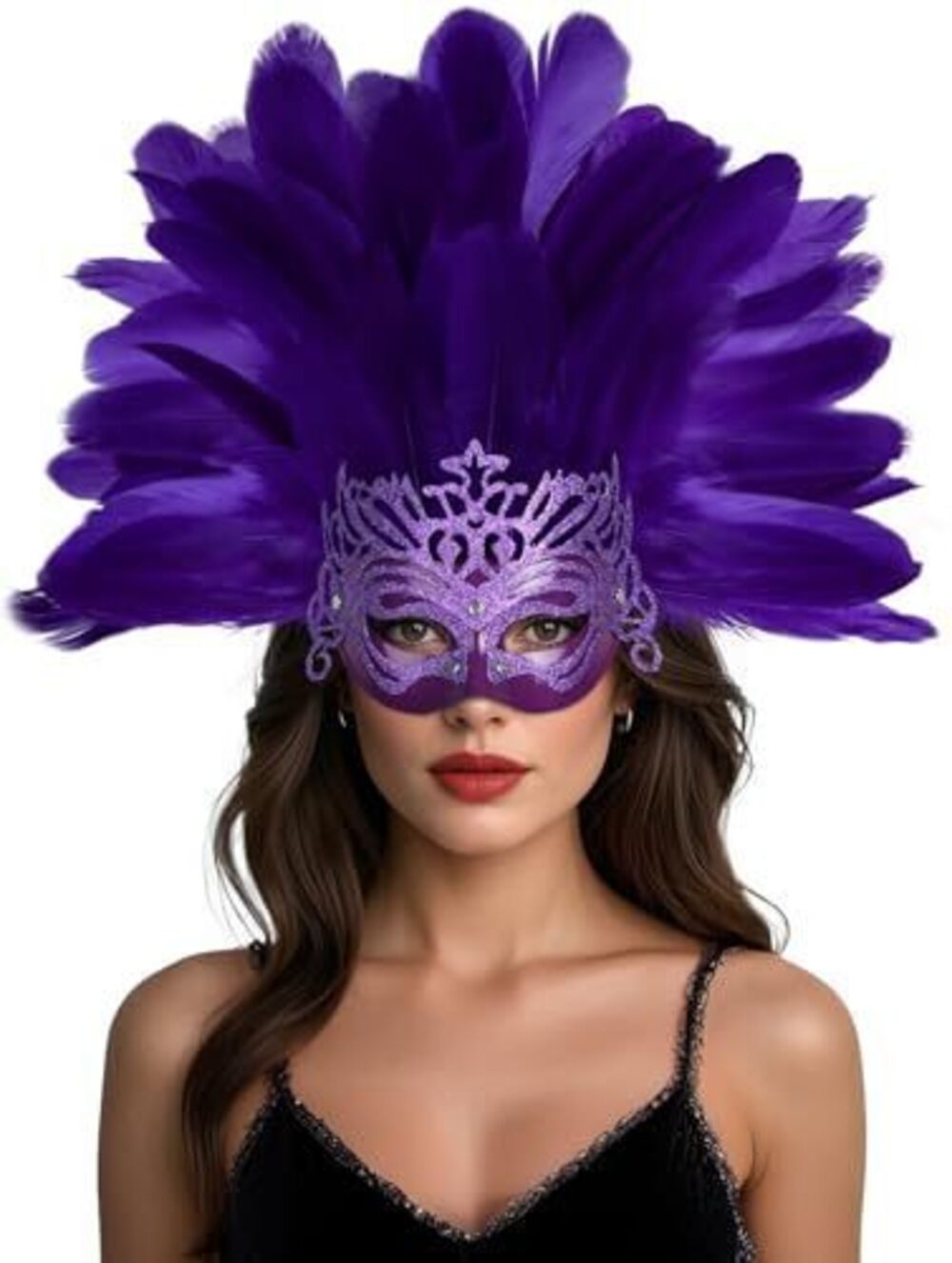 3883 Venetian Feather Headpiece Mask Luxury Feather Headwear Masquerade
